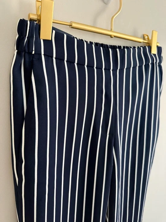 J Crew Striped Jamie Pant Elastic Waist Annie Stripe Navy Salt 2 NEW - Picture 5 of 7